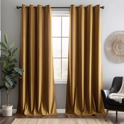 Vista 19 de Juego de 2 paneles de cortinas de terciopelo negro, cortinas súper suaves con ojales para decoración de sala de estar y dormitorio, reducción
