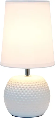 Vista 2 de Simple Designs LT2084-WHT - Lámpara de mesita de noche de cerámica con textura tachonada, color blanco