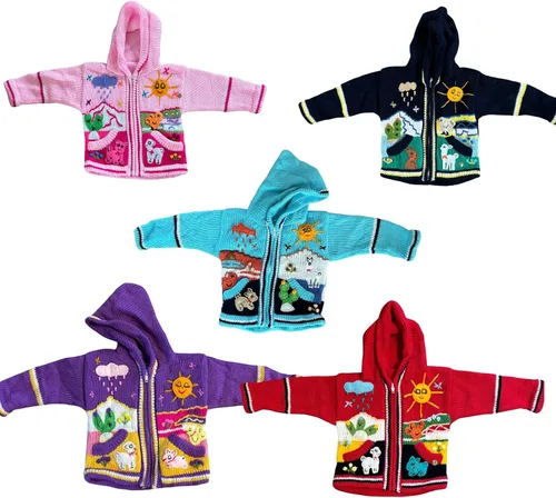 Vista 14 de Peruvian Wool Knitted Sweater with hoodie for babies & toddlers, Unisex, Chompas Peruanas, fall winter sweater