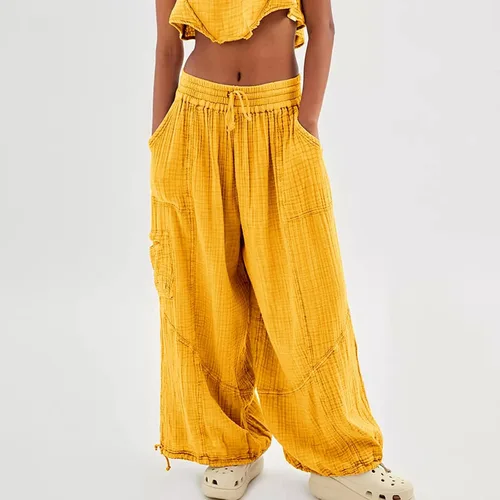Vista 2 de Pantalones deportivos para correr para mujer, ropa de otoño 2023, casual, holgados, de vellón, pantalones deportivos de cintura alta con bolsillos