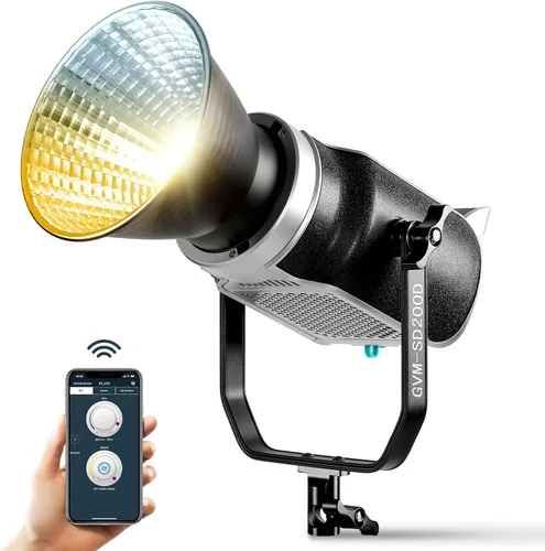 Vista 9 de GVM - Luz de video LED de 200 W con linterna Softbox, SD200D Kit de iluminación de estudio de fotografía con control Bluetooth/DMX, 93000lux@1.6 ft