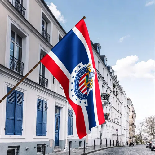 Vista 7 de YukaBa Bandera de 3 capas de doble cara para fanáticos de Chivas, bandera de Guadalajara de 3 x 5 pies, bandera de fútbol de México/Futbol