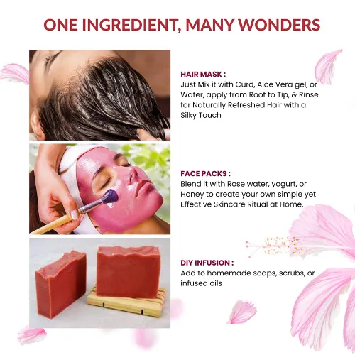 Vista 5 de Hibiscus Powder for Skin 8.01 oz Hibiscus Powder for Face (8 oz) Polvo de hibisco crudo 100% puro para cabello, piel y té Vegano, sin OMG, sin