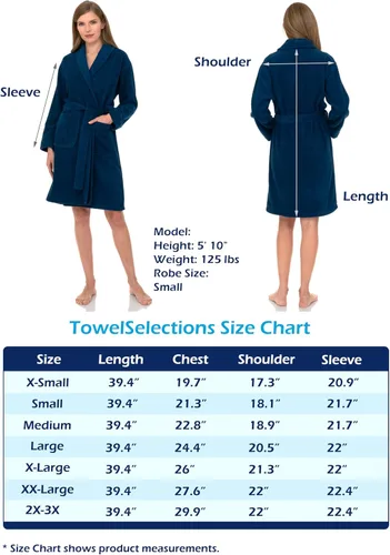 Vista 6 de Bata de baño TowelSelections de algodón turco de rizo corto, hecho en Turquía, para mujer