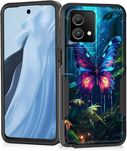 Vista 96 de Funda para Moto G Play 4G 2024, resistente de doble capa híbrida de policarbonato duro, goma suave, a prueba de golpes, funda protectora resistente