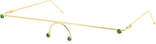 Vista 18 de Naimo Gafas de sol cristalinas brillantes de la mitad del marco de las gafas de sol del Rhinestone Marco de oro con diamantes de imitación