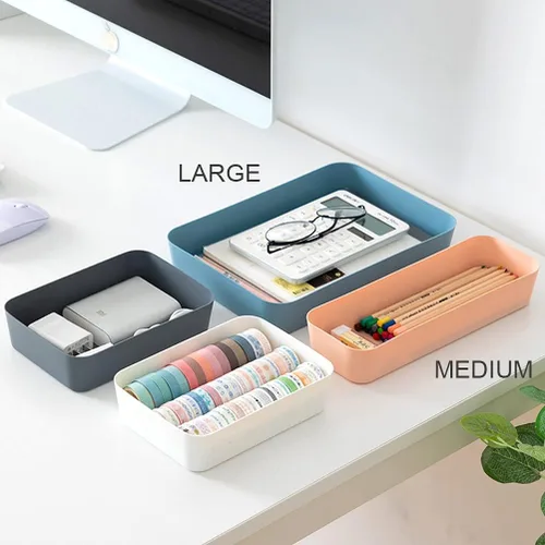 Vista 3 de SERENITA Organizador de cajones de plástico suave para cocina, tocador, baño, dormitorio, oficina, escritorio, clóset (2 grandes, 4 medianos, rosado)