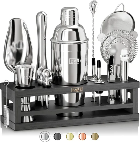 Vista 12 de BARE BARREL® Mixology Bartender Kit Bar Set Juego de coctelera de 16 piezas Herramientas de mezcla de Martini Barware para el hogar Incluye 35