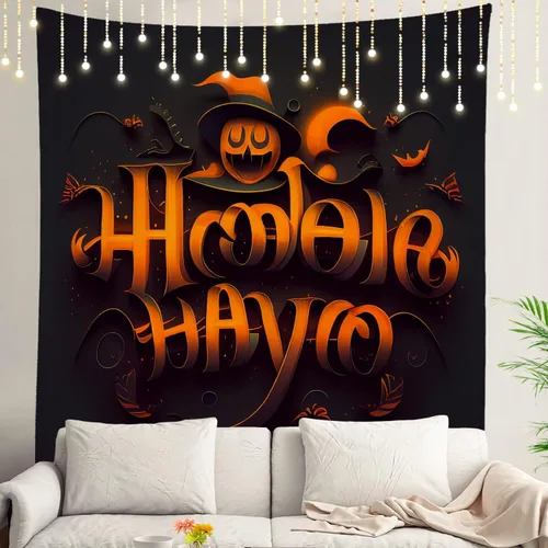 Vista 112 de Shrahala Modern Abstract Artwork Wall Tapestry, Orange Black Beige Wall Hanging Large Tapestry Decoration Polyester Fiber White Hem Around for Dorm