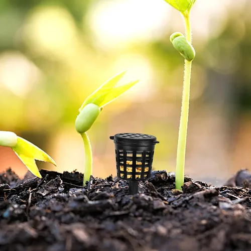 Vista 4 de GANAZONO Cesta de fertilizante con tapa Contenedor de fertilizante portátil para Bonsái Soporte de control de macetas para plantas en maceta
