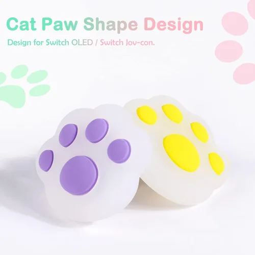 Vista 2 de DLseego 4 tapas de agarre para pulgar en forma de pata de gato, para interruptor regularSwitch LiteSwitch OLED Joy Con Joystick de silicona suave