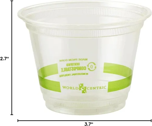 Vista 2 de World Centric CP-CS-9Q - Vasos Ingeo 100 % compostables