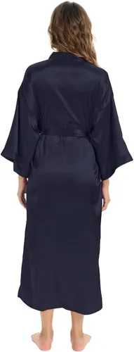 Vista 6 de Batas largas de satén suaves para mujer, batas largas de seda de longitud completa, kimonos, bata de baño sedosa, bata de baño