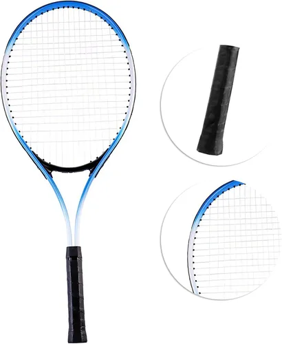 Vista 8 de Raqueta de tenis, raqueta de tenis para adultos con bolsa de transporte de 27 pulgadas, raqueta de tenis individual, raqueta de tenis para Azul