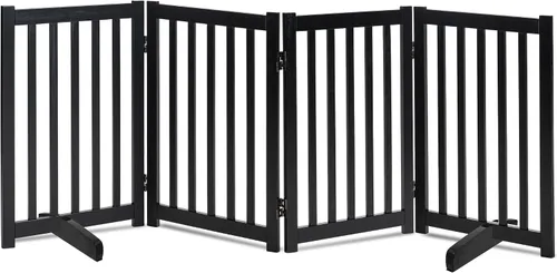 Vista 13 de LZRS Puerta para perros de madera independiente plegable de 2 paneles para interiores – Madera dura sólida de 24" de alto, puerta de seguridad