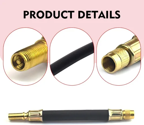 Vista 4 de 2 extensores de vástago de válvula de neumático, extensión de vástago de válvula de goma flexible de 7.87 pulgadas, universal para automóviles