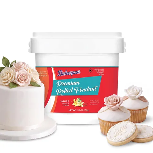 Vista 12 de Bakerpan Fondant negro enrollado prémium para decoración de pasteles, 1 libra, sabor vainilla