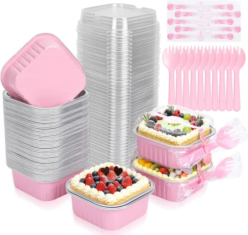 Vista 8 de Paquete de 40 mini moldes para pasteles de 10 onzas con tapas Negro