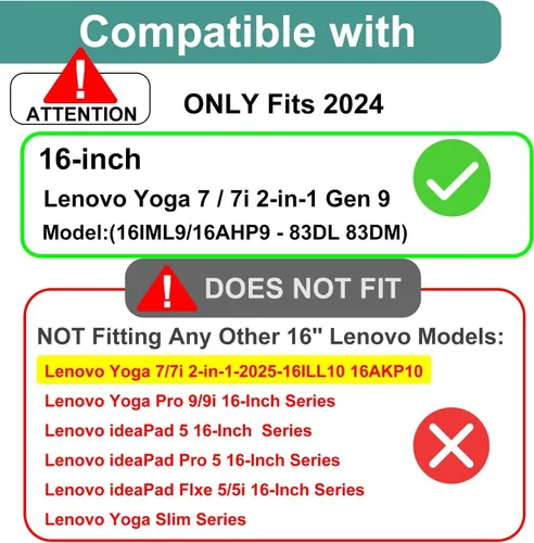 Vista 2 de Paquete de 2 protectores de pantalla con bloqueo de luz azul para Lenovo Yoga 7/7i 2 en 1 de 16 pulgadas 2024 Gen 9 (16IML9/83DL, 16AHP9/83DM)