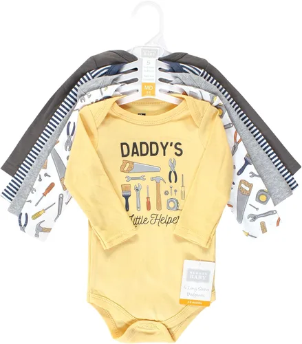 Vista 27 de Hudson Baby baby-boys Cotton Long-sleeve Bodysuits 5-pack