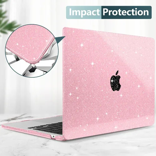 Vista 6 de TWOLSKOO Compatible con funda para MacBook Air M4 de 15 pulgadas versión 2025-2023 M4 A3241 M3 A3114 M2 A2941, carcasa rígida de plástico y rosado