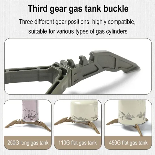 Vista 3 de Estabilizador de lata de combustible para estufas de campamento, trípode plegable para cartucho, soporte de trípode, mini plegable para acampar al