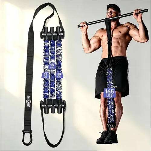 Vista 12 de Innstar Pull Up Assistance Bands, Heavy Duty Resistance Band for Pull Up Assist, Adjustable Resistance 165-265lbs with Fabric Feet/Knee Rest, Pull