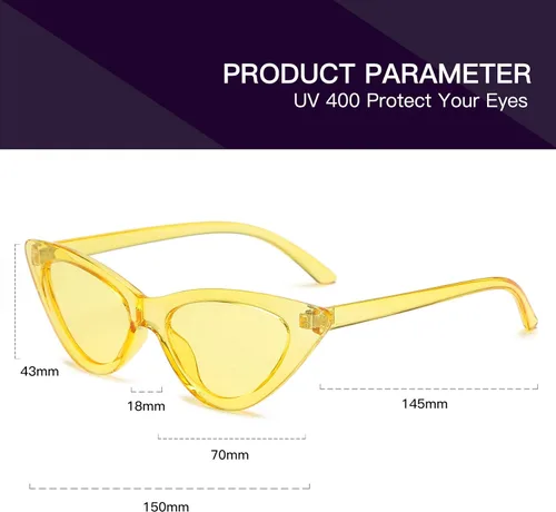 Vista 2 de Lentes de sol retro para mujer, con marco de plástico y diseño con estilo ojo de gato YOSHYA