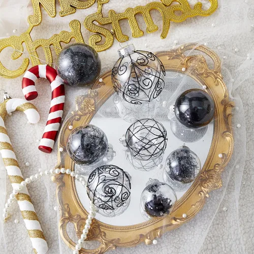 Vista 4 de Wironlst Adornos de bola de Navidad inastillables de plástico transparente grande, juego de bolas decorativas con relleno delicado