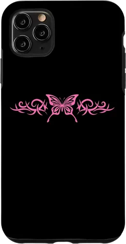 Vista 13 de Pink Butterfly Tattoo Harajuku Grunge Egirl y2k Aesthetic Case for iPhone 17