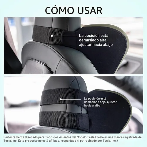 Vista 5 de Almohada para el Cuello del Asiento de Coche para Conducir, Almohada de Reposacabezas de Espuma Viscoelástica Suave con Correa Ajustable y Funda