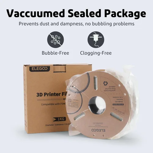 Vista 5 de ELEGOO Paquete de filamento PLA Plus negro 10KG, filamento para impresora 3D PLA+ resistente de 1.75mm precisión dimensional +/- 0.02mm, paquete