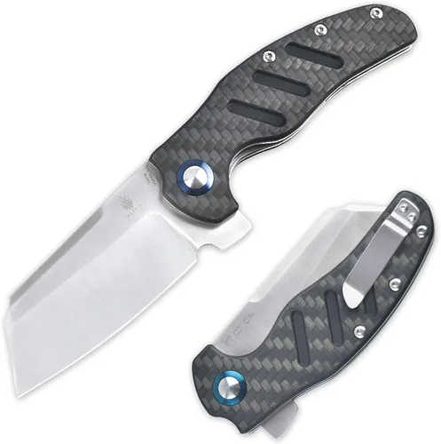 Vista 8 de Kizer C01C XL Cuchillo de bolsillo para perro pastor, 3.9 pulgadas, 14C28N, cuchillo plegable EDC con mango de arpillera negra Norplex UltreX™