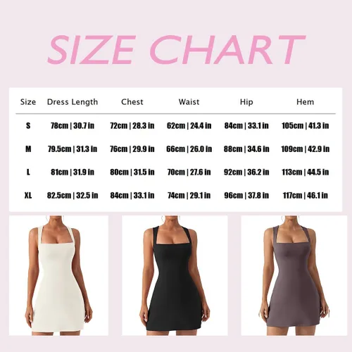 Vista 7 de Vestido de tenis con pantalones cortos integrados y brasier acolchado, cuello cuadrado, vestido de golf atlético, mini vestido de entrenamiento