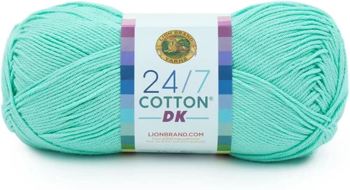 Vista 43 de Lion Brand Yarn Estampados DK de algodón 24/7, hilo para tejer, ganchillo y manualidades, azul, paquete de 1 Cotton Yarn for Knitting, Crochet