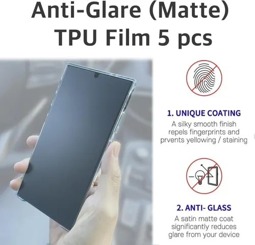 Vista 3 de [5+2] 5 protectores de pantalla de película de TPU antirreflejos (mate) + 2 protectores de lente compatibles con Samsung Galaxy S24 Ultra 5G 2024