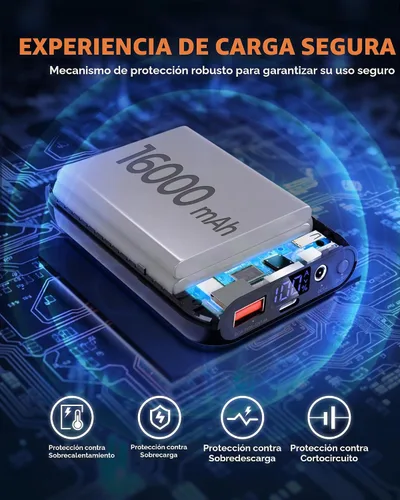 Vista 2 de Paquete de batería con chaleco calefactable, batería externa con salida USB/tipo-C/CC (3.5/3.8/4.0) y pantalla LED, para chalecos calefactados