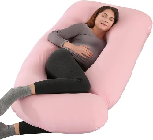 Vista 11 de Victostar almohada para embarazo, almohada de maternidad en forma de U de 57 pulgadas con funda extraíble, almohada de cuerpo completo, soporte