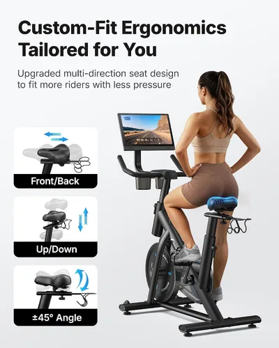 Vista 3 de MERACH Exercise Bike, Magnetic Friction Stationary Bike for Home with APP