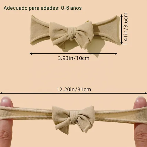 Vista 7 de 6 diademas de nailon para bebé, lazos elásticos para el pelo Tianhoudeger Double Layer Baby Bow Super Soft Elastic Hairbands Hair Accessories Gift