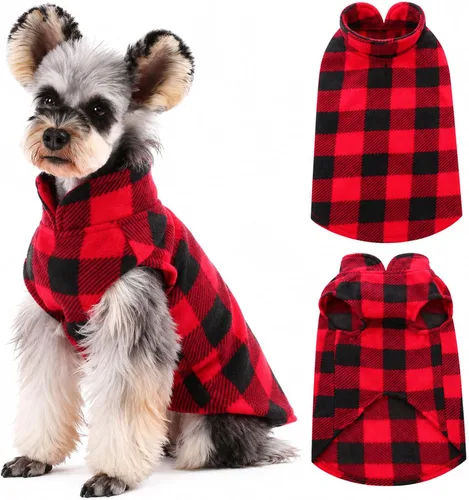 Vista 11 de Kuoser Chaleco de vellón para perro, suéter a cuadros para perro con Rojo Plaid