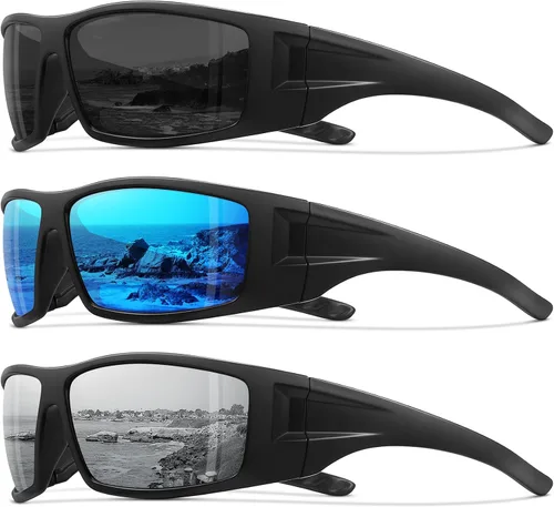 Vista 13 de Gafas de sol deportivas polarizadas para hombres y mujeres con marco irrompible para ciclismo, pesca, lentes envolventes, protección UV400