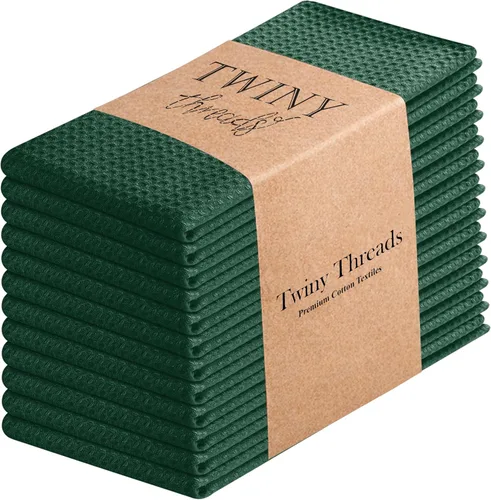 Vista 64 de TWINY threads Juego de toallas de cocina con diseño de diamante, 100% algodón, trapos grandes y trapos de lavado, absorbentes de secado rápido