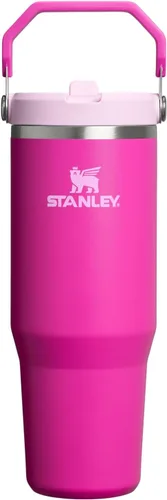Vista 45 de STANLEY IceFlow 2.0 - Vaso con pajilla abatible con asa, 30 onzas, tapa giratoria y popote abatible, botella de agua a prueba de fugas, acero Tiza