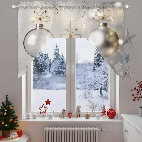 Vista 28 de Cenefa de árbol de copo de nieve, cenefa con dobladillo para barra, paneles de cortina para dormitorio, sala de estar, baño, cafetería, ventanas