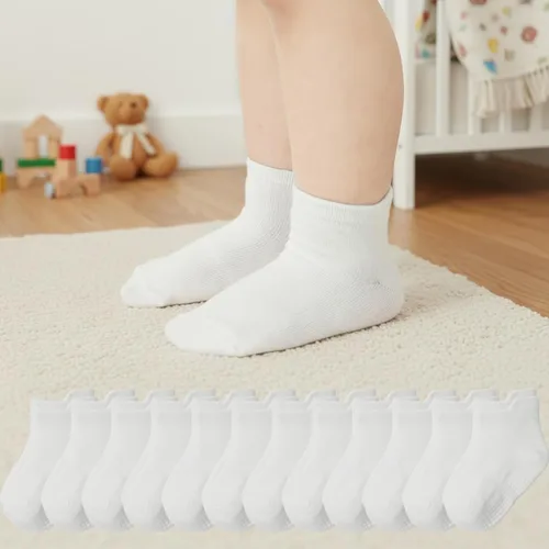 Vista 26 de Calcetines tobilleros antideslizantes para bebé, paquete de 12 para niños y niñas, calcetines de algodón para bebés Animal1