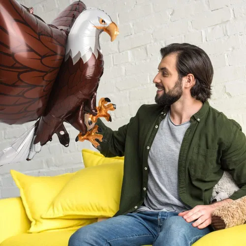 Vista 3 de 4 globos inflables 3D de 32.7 x 26 pulgadas de águila gigantes para decoración de fiestas de animales, pájaros grandes, celebración del 4 de julio