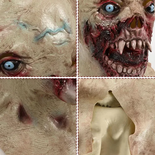 Vista 5 de Máscara de vampiro aterradora para adultos, monstruo zombi espeluznante