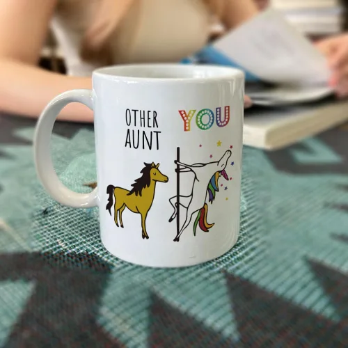 Vista 2 de Divertida taza de unicornio para tía, regalo inspirador de agradecimiento de sobrina sobrino, cumpleaños para nuevas tías y tías