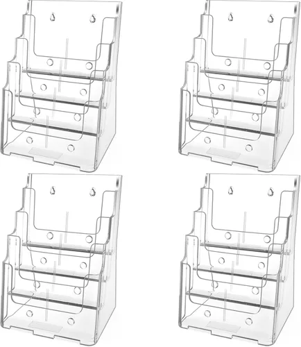 Vista 8 de MaxGear Soporte acrílico para folletos de 8.5 x 11 pulgadas, organizador de literatura transparente de 4 niveles, soporte exhibidor para revistas